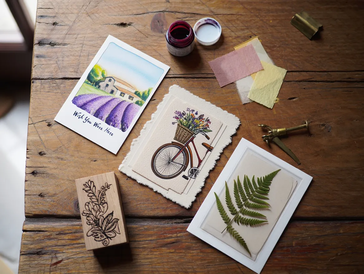 Handcrafted postcards and printing samples